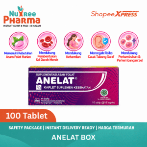 Anelat box isi 100 tablet | suplemen asam folat / folic acid untuk ibu hamil | program hamil