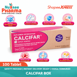 Calcifar box isi 100 kaplet | untuk memenuhi kebutuhan kalsium & gigi | vitamin d3