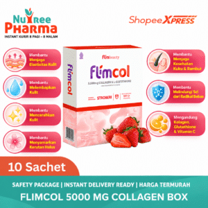Flimcol strawberry minuman collagen box 10 sachets flimbeauty kolagen tripeptide dari korea 5000 mg 300 da flimty