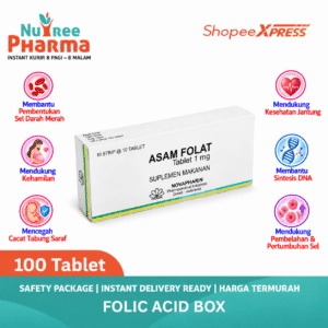 Asam folat 1 mg box isi 100 tablet nova / folic acid | vitamin ibu hamil | suplemen promil, hamil, dan ibu menyusui