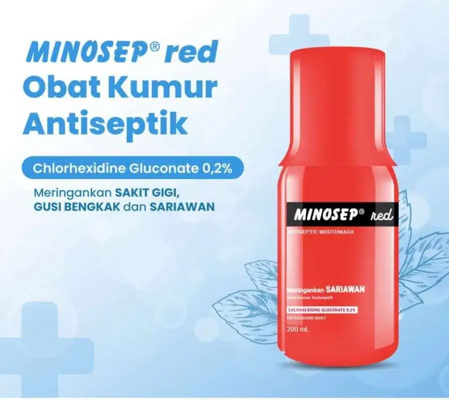 Minosep gargle botol merah 200 ml | minosep red | obat kumur/ kesehatan mulut | antiseptik mulut dan sariawan | penghilang bau mulut dan bakteri - Gambar 2