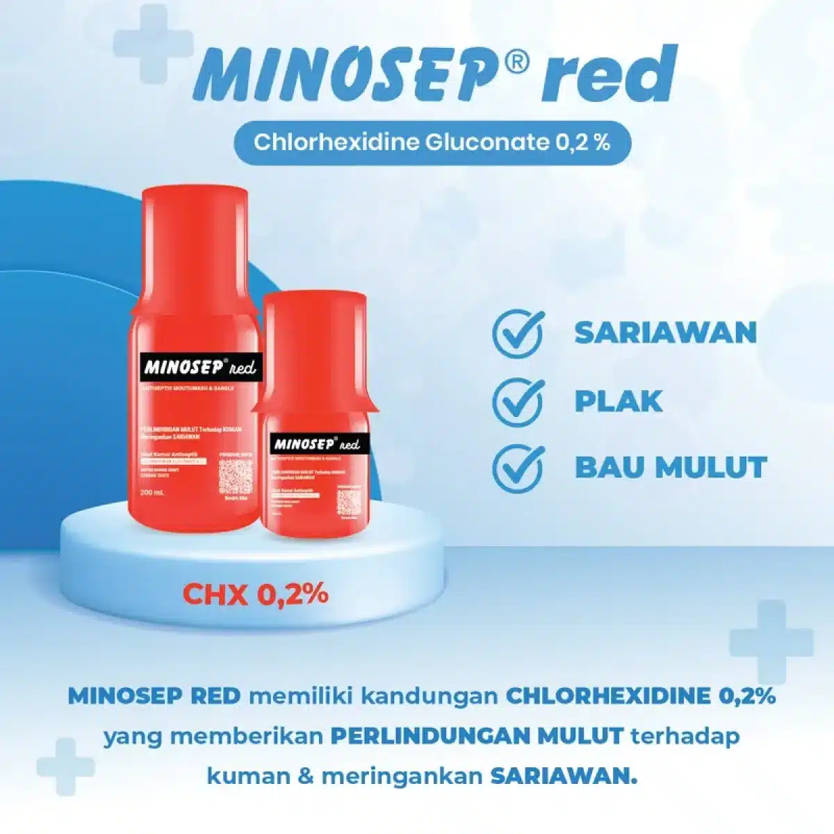 Minosep gargle botol merah 200 ml | minosep red | obat kumur/ kesehatan mulut | antiseptik mulut dan sariawan | penghilang bau mulut dan bakteri - Gambar 4