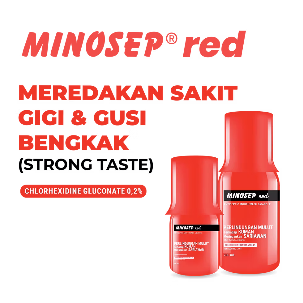 Minosep gargle botol merah 200 ml | minosep red | obat kumur/ kesehatan mulut | antiseptik mulut dan sariawan | penghilang bau mulut dan bakteri - Gambar 7