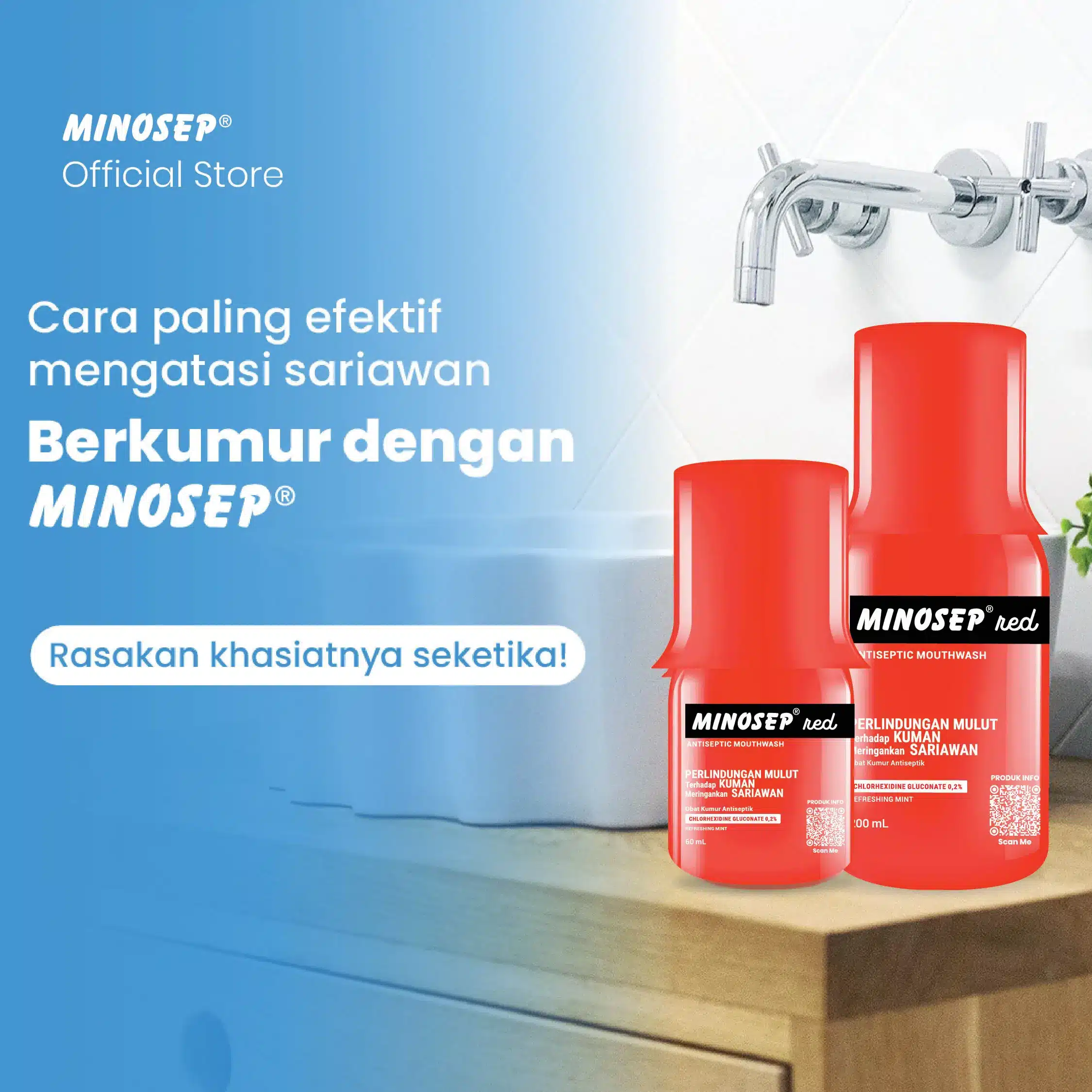 Minosep gargle botol merah 200 ml | minosep red | obat kumur/ kesehatan mulut | antiseptik mulut dan sariawan | penghilang bau mulut dan bakteri - Gambar 6
