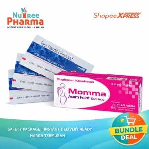 Paket test hamil onemed + momma asam folat 1000 mcg | test pack akurat + vitamin ibu hamil | program hamil