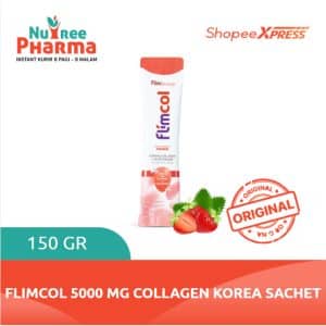 Flimcol strawberry minuman collagen 1 sachet 15 gr flimbeauty kolagen tripeptide dari korea 5000 mg 300 da flimty