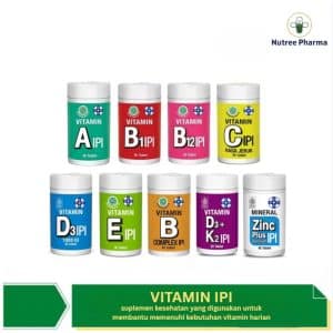 Paket lengkap vitamin ipi – a, b complex, b1, b12, c, d3, d3+k2, e, zinc plus – suplemen kesehatan tubuh