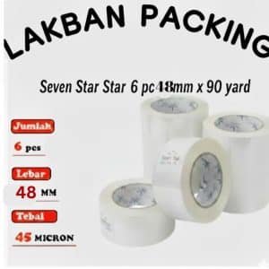 Lakban bening 1 slop isi 6 pcs 48mm x 90y | lakban 48x90y murah lakban seven star