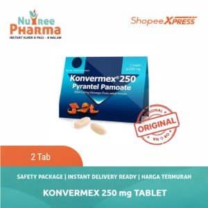 Obat cacing konvermex tablet 250 mg – untuk dewasa & anak | 1 strip isi 2 tablet