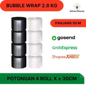 Bubble wrap potongan 4 ukuran ±30cm x 4 warna bening hitam berat 2.8kg
