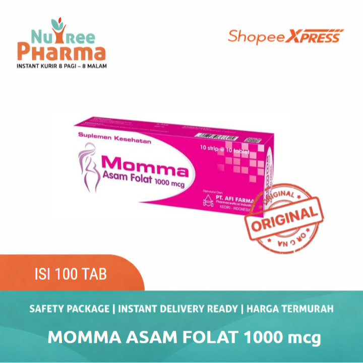 Momma asam folat 1000 mcg afi - 1 box | suplemen asam folat / folic acid untuk ibu hamil | program hamil
