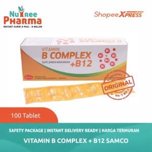 Vitamin b complex + b 12 samco box isi 100 kaplet | vitamin b1 b6 b12