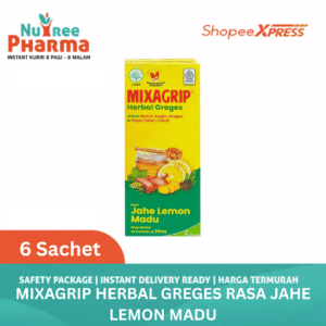 Mixagrip Herbal Greges Jahe Lemon Madu Rasa Angin & Daya Tahan Tubuh Isi 6 Sachet